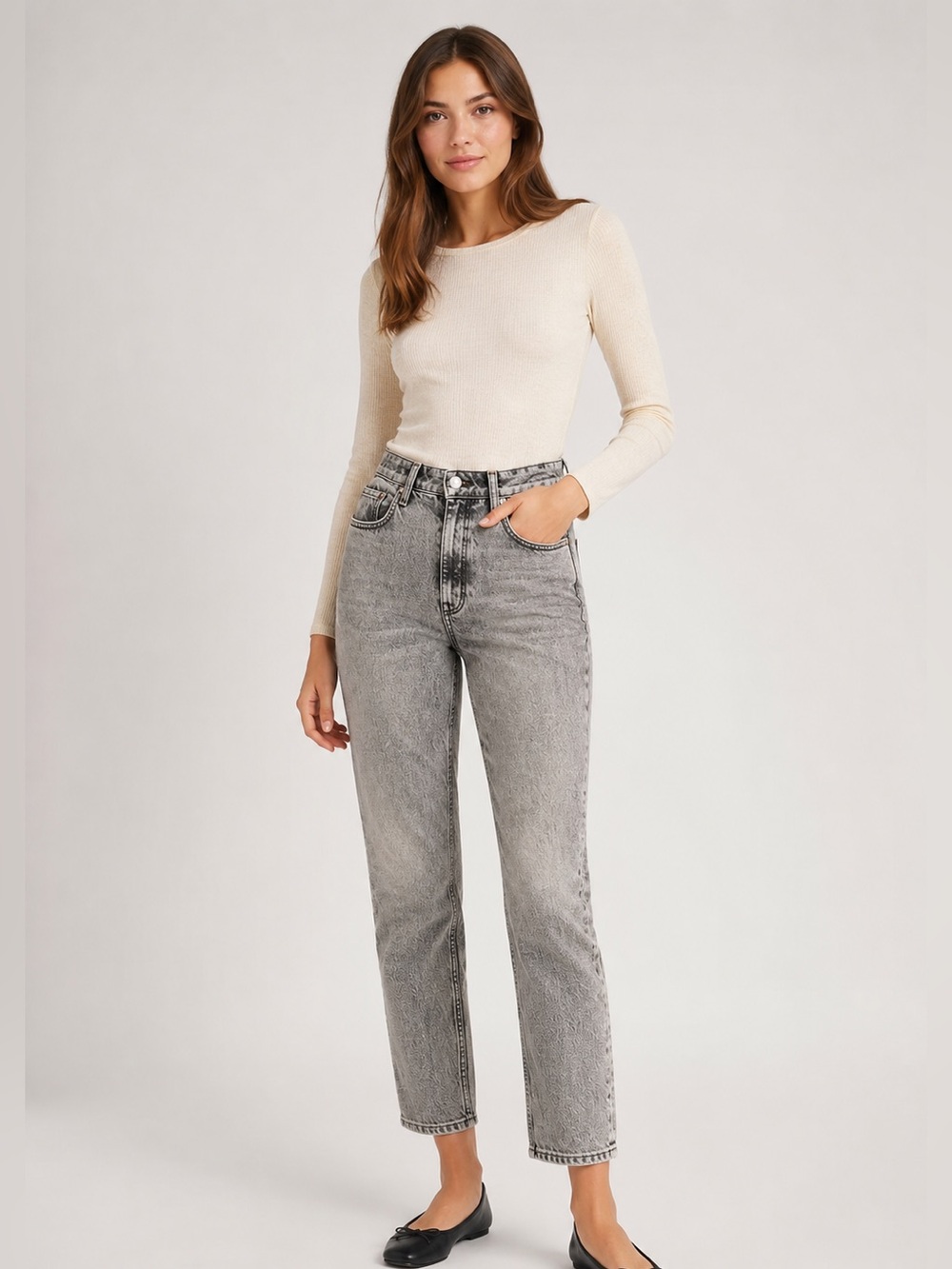 Rag & Bone Nina High Rise Ankle Jeans Gray Dusty Trail Women 28 Cigarette
